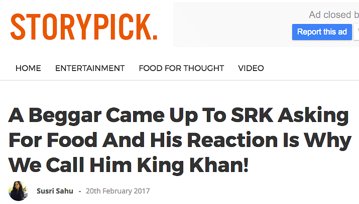 Shah Rukh Khan gave a beggar some food and had the media going crazy over his good deed. What did you expect?