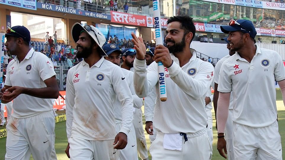 The Indian team take a lap of honour after beating England 4-0 in the five-match Test series last year. (Photo: BCCI)