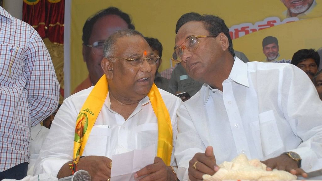 File image of Andhra Pradesh Speaker Kodela Shiva Prasad (right). (Photo Courtesy: <a href="https://www.facebook.com/Rayapati.TDP/">Rayapati Sambasiva Rao</a>/Facebook)