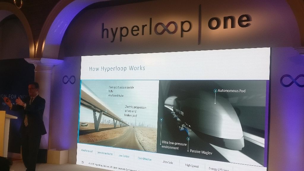 The HyperLoop One event in Delhi on Tuesday showed us their concept and the technology involved. (Photo: Aadeetya Sriram/<b>The Quint</b>)