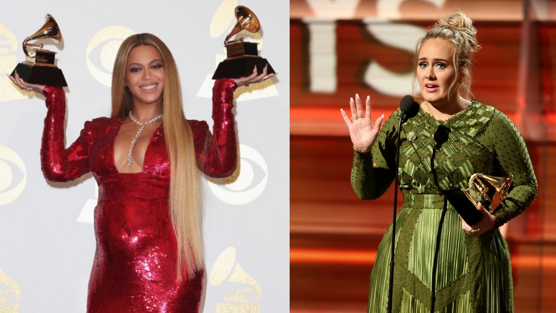 Beyonce and Adele turned out to be real women of substance on the Grammy stage. (Photo: Reuters)