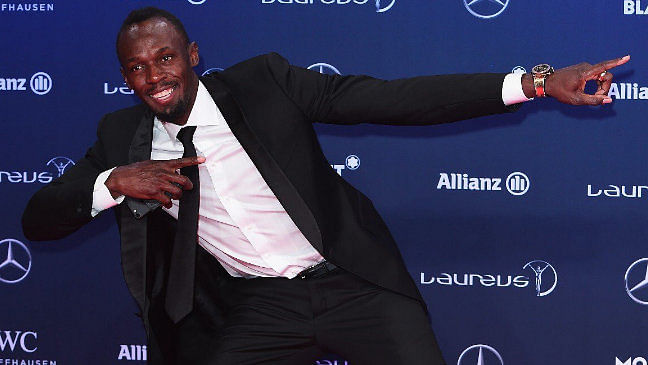 Usain Bolt poses for the cameras at the Laureus World Awards in Monaco. (Photo Courtesy: <a href="https://twitter.com/LaureusSport">Twitter/@LaureusSport</a>)