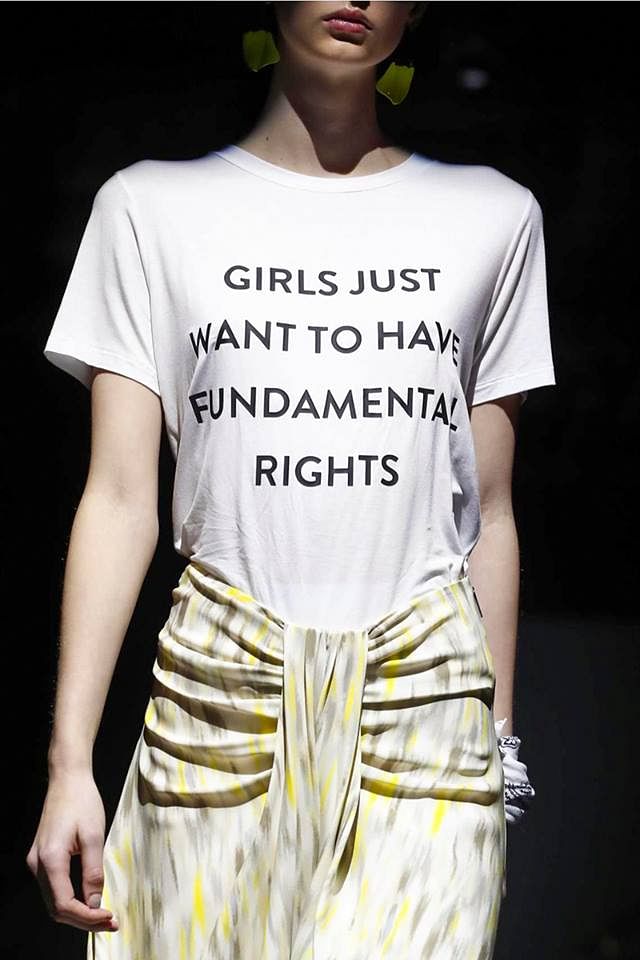 

Nepal-born American designer Prabal Gurung sashayed his models down the ramp in T-shirts with feminist slogans.