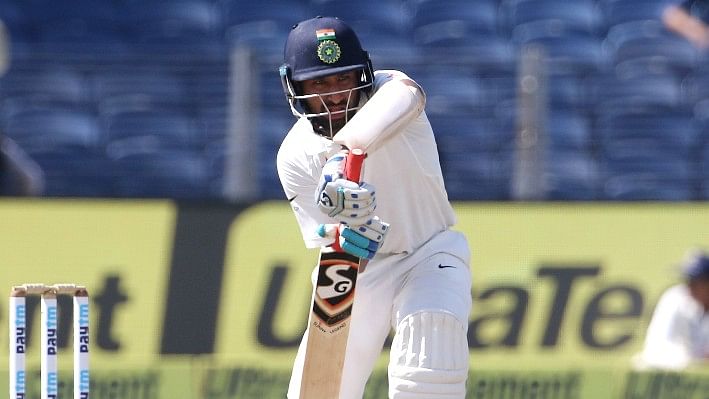 Even Cheteshwar Pujara, who has a very good defense, found it difficult to bat on the Pune pitch in the first Test against Australia. (Photo: BCCI)