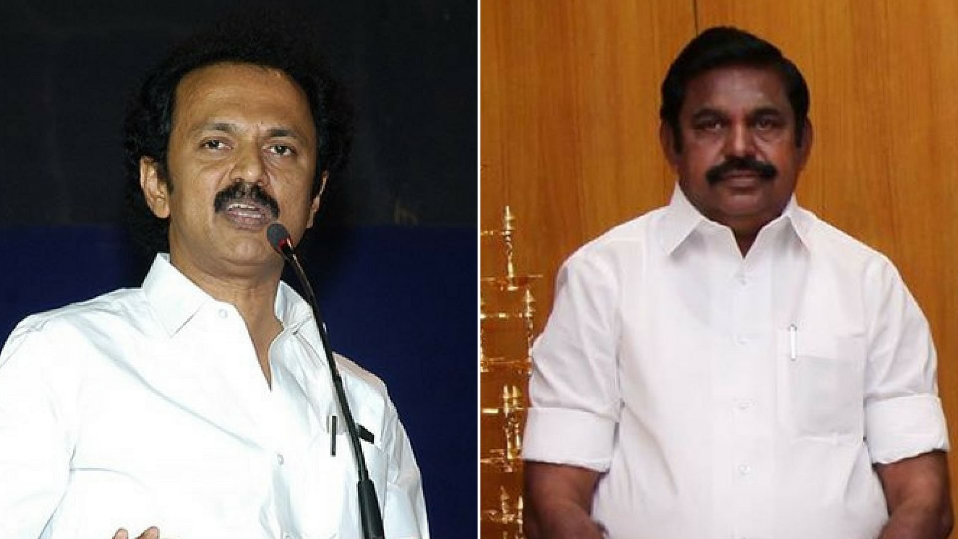 DMK’s Stalin (left) and Tamil Nadu Chief Minister E Palanisamy. 
