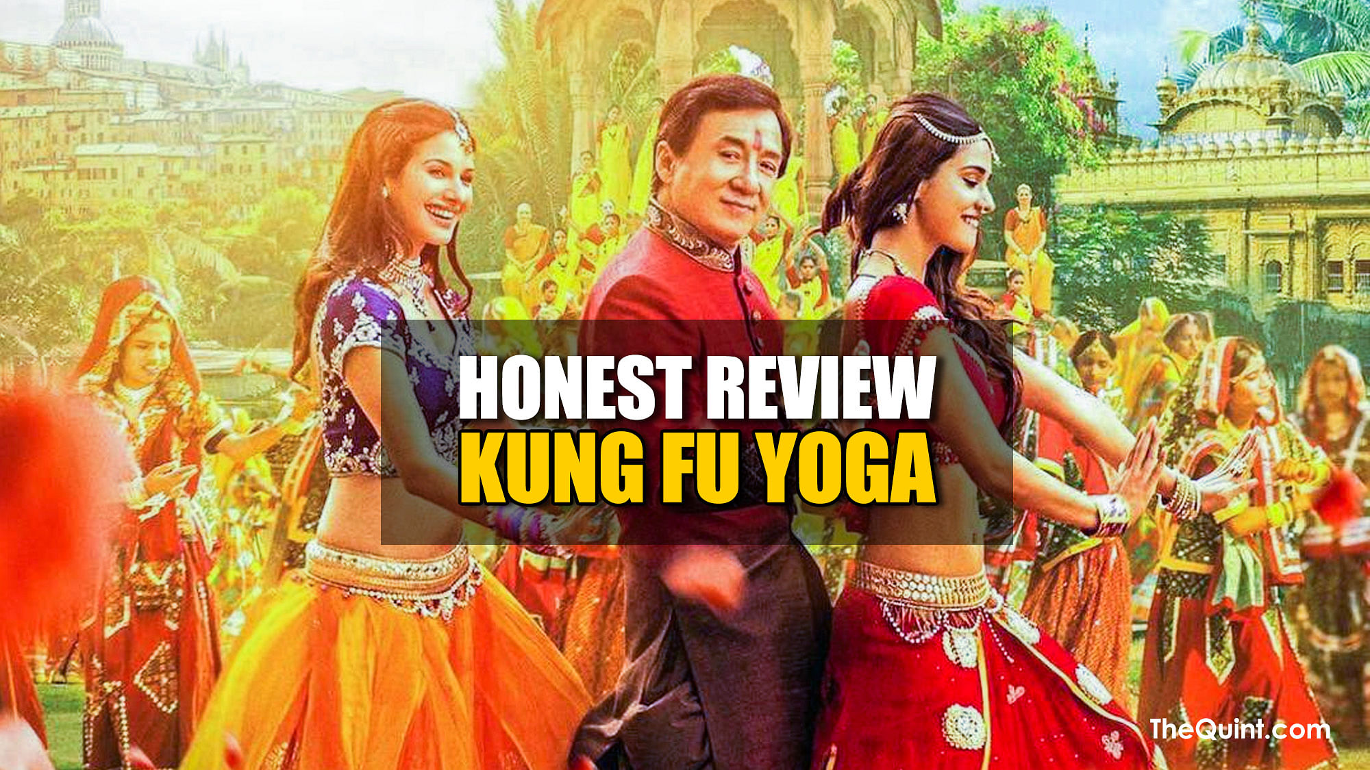 Movie Review: Kung Fu Yoga stars Jackie Chan, Sonu Sood, Disha Patani and Amyra Dastur (Photo altered by <b>The Quint</b>)