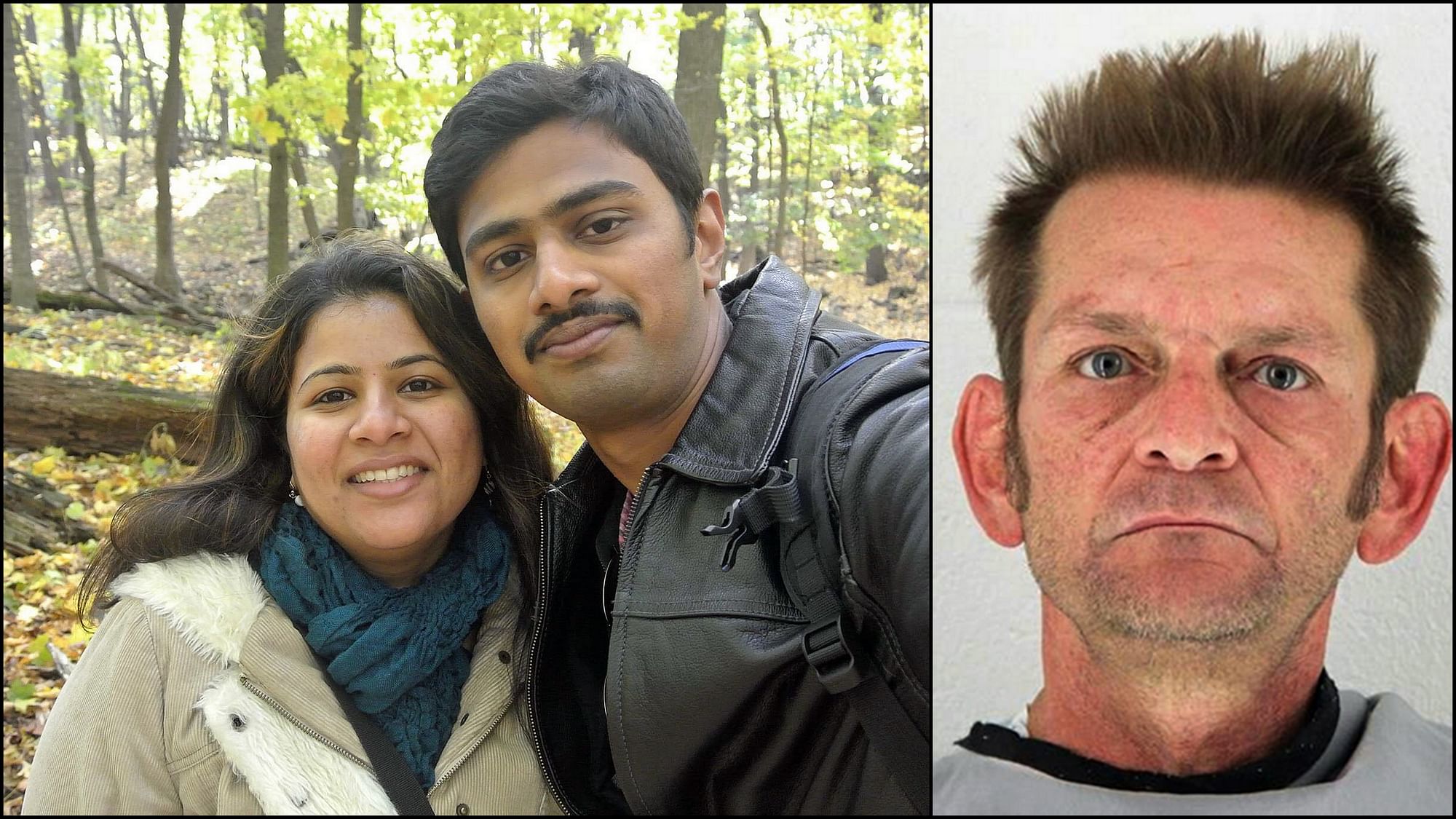 Srinivas Kuchibhotla, right, poses for photo with his wife Sunayana Dumala in Cedar Rapids, Iowa (L). Adam Purinton, who has been charged with murder and attempted murder in the Wednesday night shooting at a crowded bar in the Kansas City suburb of Olathe. (Photo: AP)