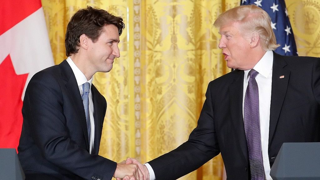 Canadian PM Justin Trudeau and US President Donald Trump.&nbsp;