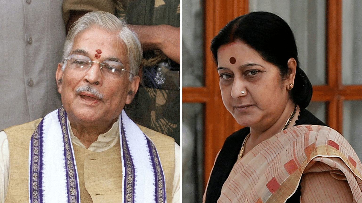 BJP leader Murli Manohar Joshi and Minister of External Affairs Sushma Swaraj. (Photo Courtesy: Reuters)