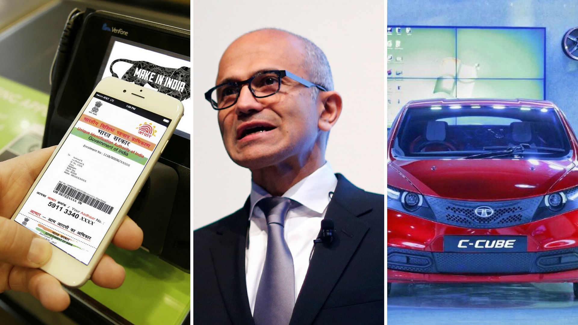 Microsoft CEO Satya Nadella hosted the Future Decoded event. (Photo: Altered by <b>The Quint</b>)