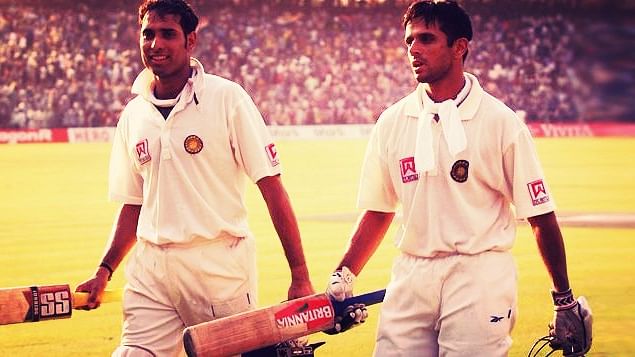 VVS Laxman (L) and Rahul Dravid (R) walk back to the pavilion after batting for an entire day of the second Test against Australia in 2001. (Photo Courtesy: <a href="https://www.facebook.com/IndianCricketTeam/">Facebook/Indian Cricket Team</a>)