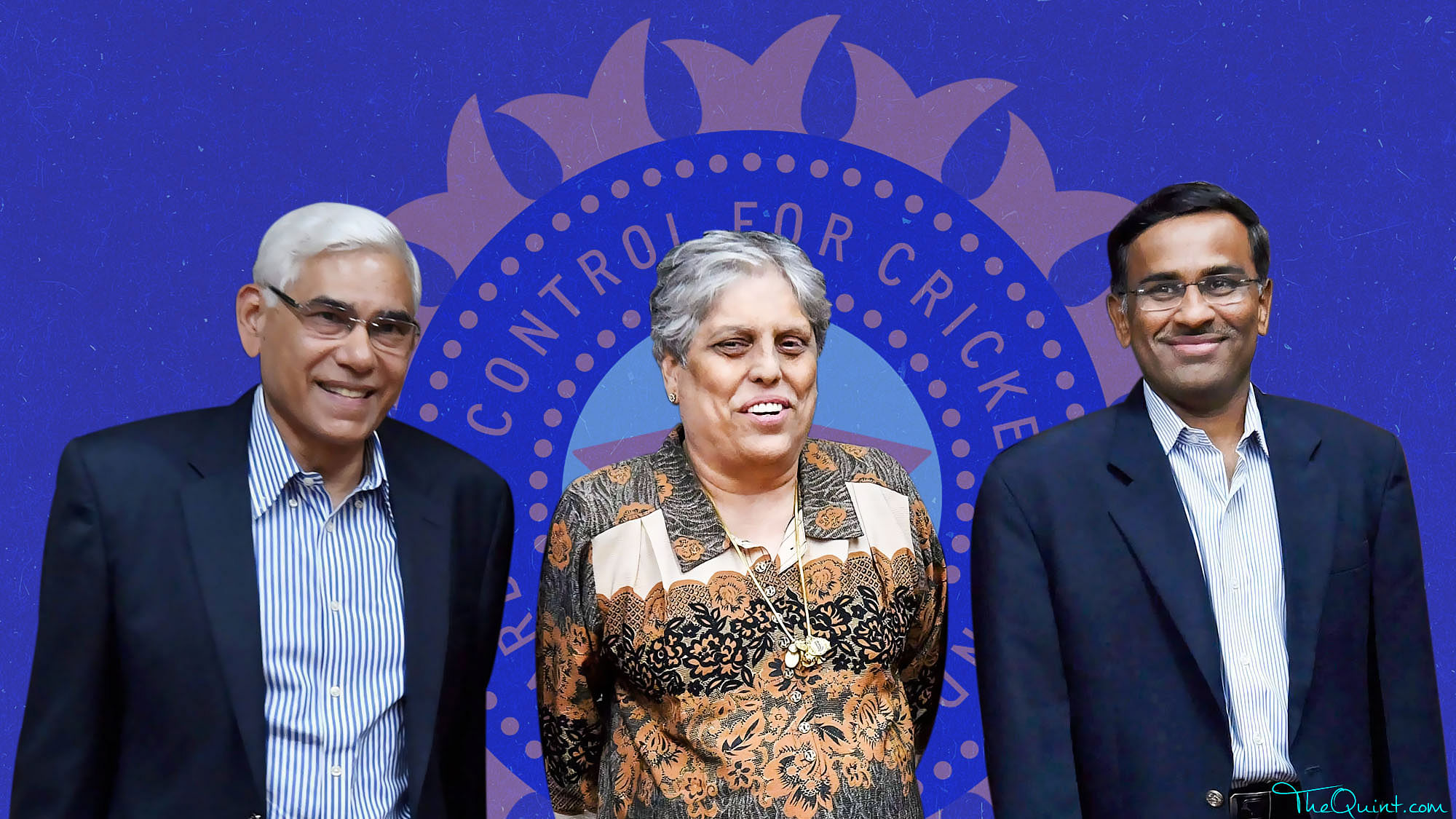 Members of the four-member panel of BCCI, former CAG India Vinod Rai (L), IDFC Managing Director and CEO Vikram Limaye and sportsperson Diana Edulji (C). (Photo: PTI)