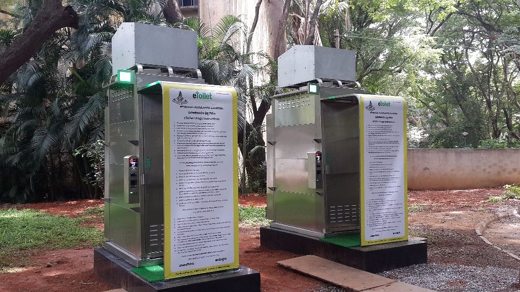 eToilets installed in a park in Bengaluru. (Photo: IANS)