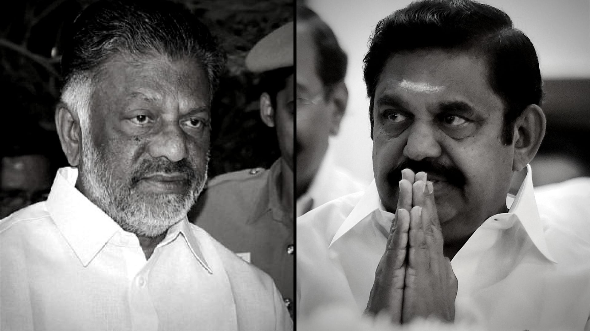 O Panneerselvam and E Palanisamy. (Photo: <b>The Quint</b>)