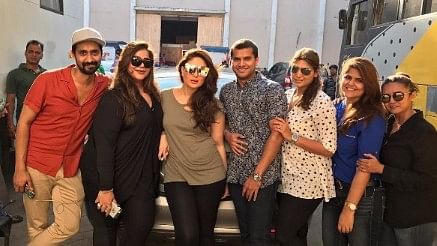 Kareena Kapoor was seen working for a brand shoot at Mehboob Studios in Mumbai. (Photo courtesy: Instagram/PoonamDamania)&nbsp;