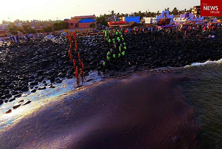 Pictures from the ground show the magnitude of the environmental disaster along the coast of Chennai.