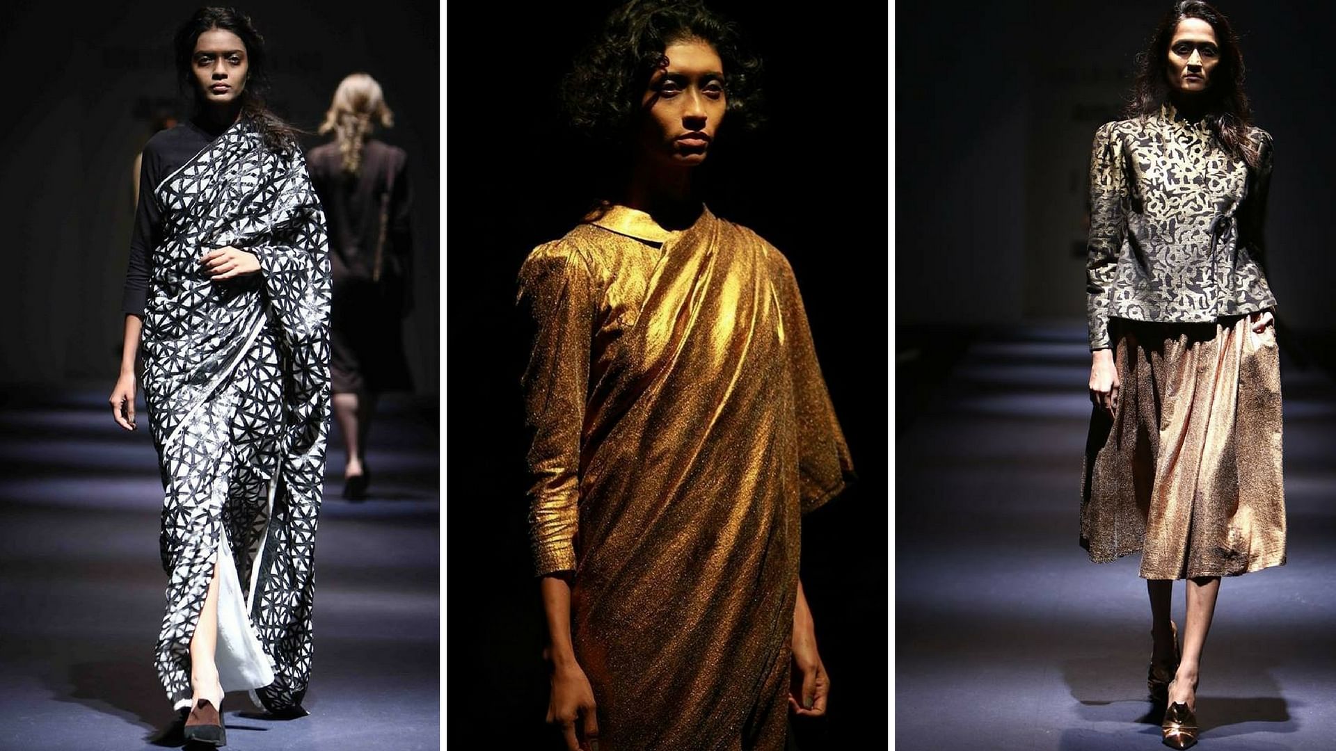 Models walking the ramp for  Abraham &amp; Thakore’s khadi collection on Day 2 of the Amazon India Fashion Week (AIFW) Spring-Summer 2017. (Photo Courtesy: Facebook/Abraham and Thakore)