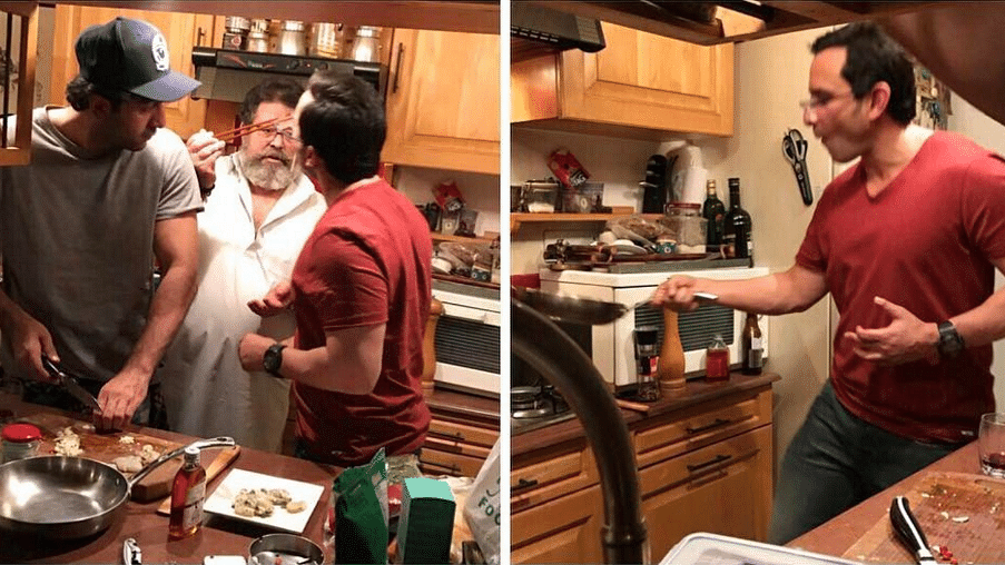 Ranbir Kapoor and Saif cook up a scrumptious meal for Kareena and Karisma Kapoor. (Photo courtesy: Instagram/<a href="https://www.instagram.com/therealkarismakapoor/">therealkarismakapoor</a>)