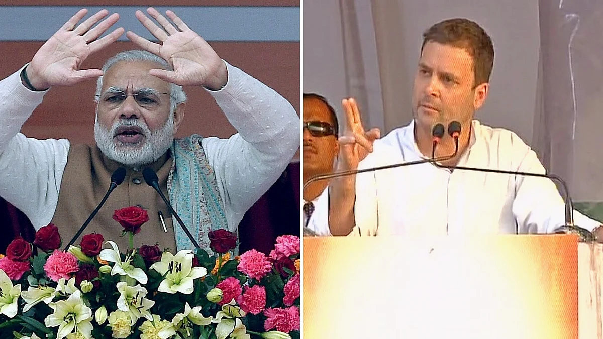 Prime Minister Narendra Modi (L); Congress President Rahul Gandhi.
