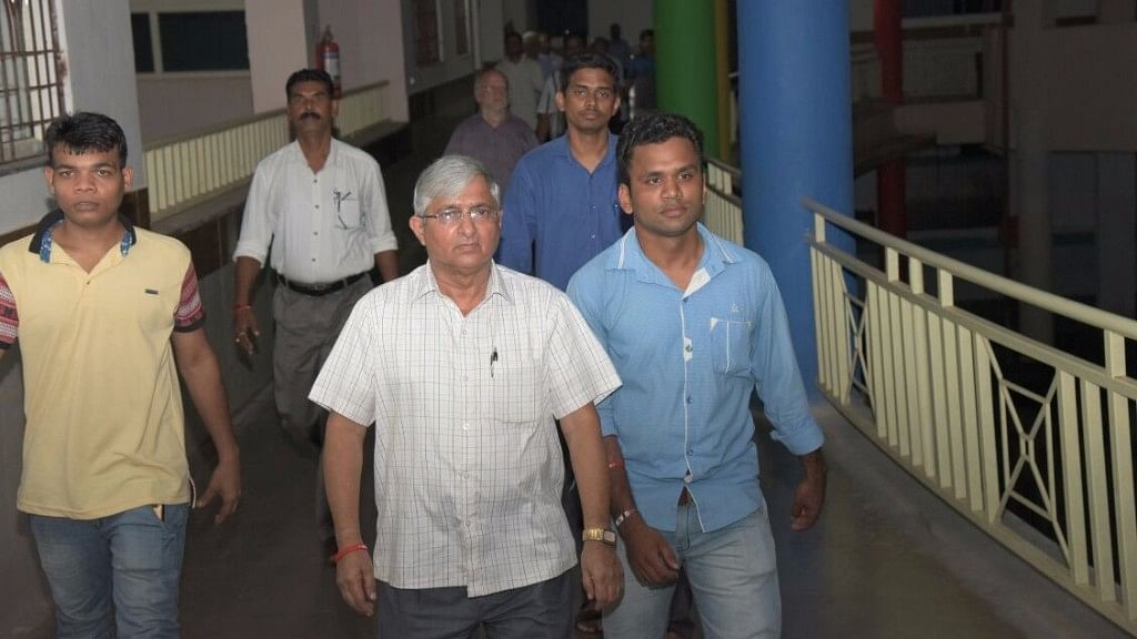  RSS Goa unit chief Subhash Velingkar comes out after a high level meeting at Bambolim, Goa on 31 August 2016. (Photo: IANS)