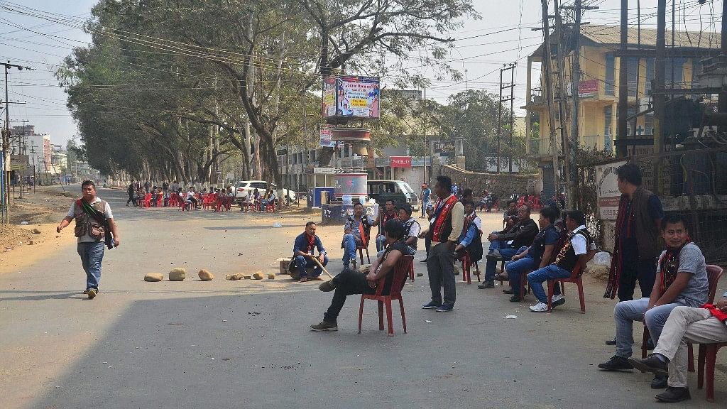 Image used fore represenation only. Nagaland protesters block a road during a bandh across the state in Dimapur.