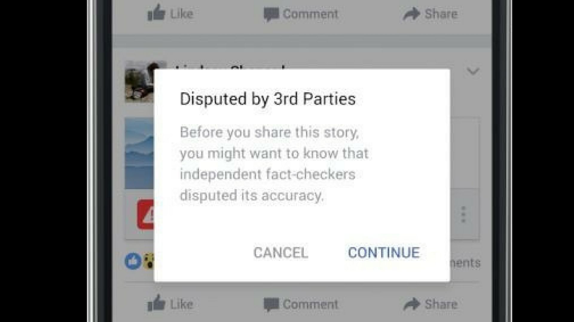 Facebook’s new tool to combat fake news – the ‘disputed’ tag. (Photo: <b>The Quint</b>)