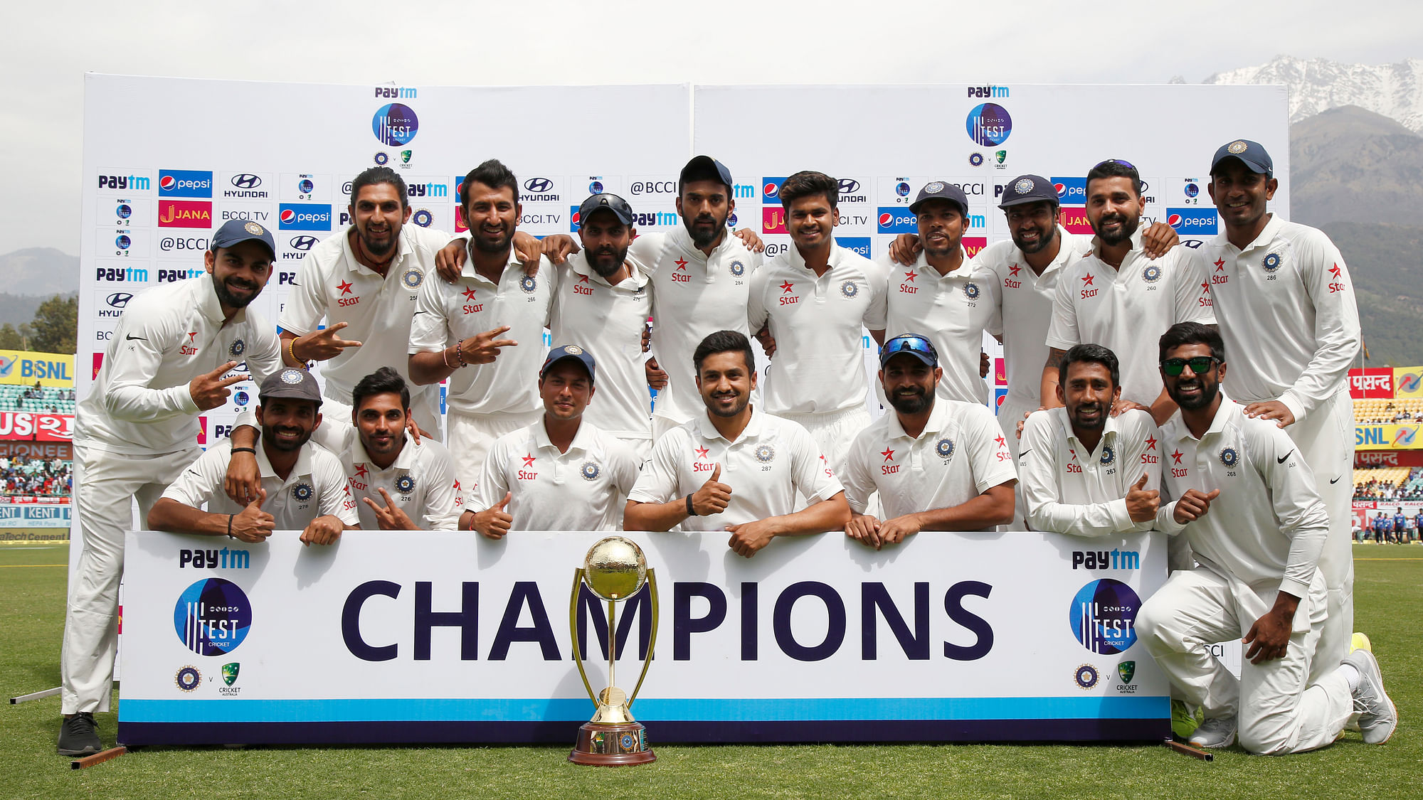 The Indian team with the series trophy. (Photo: BCCI)