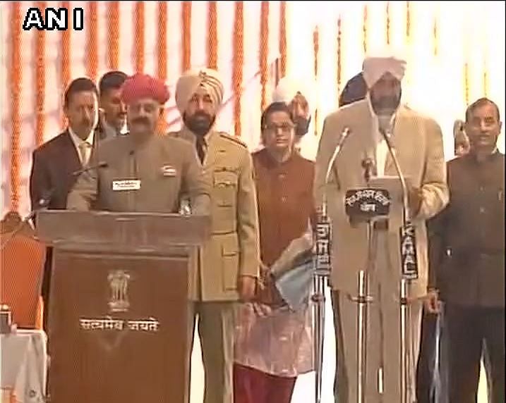 Manpreet Singh Badal takes oath as cabinet minister in the Punjab government. (Photo: ANI)