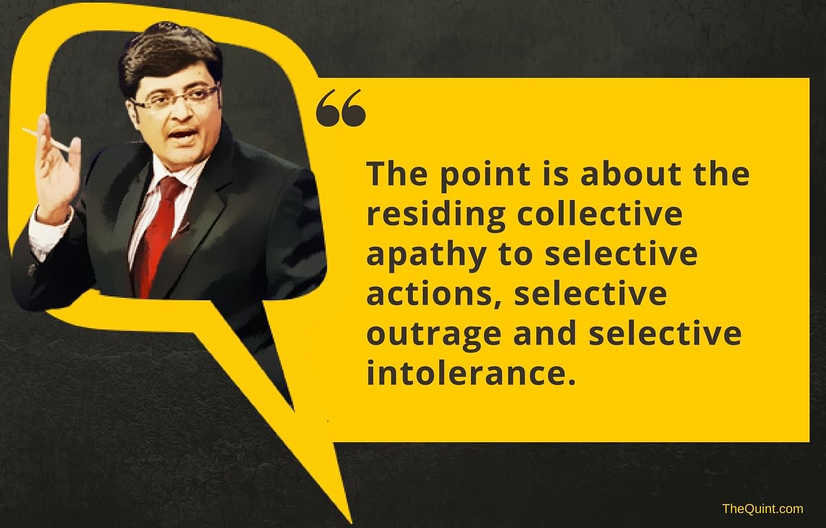 

“Why are the tolerant intolerant and can we tolerate it in this Republic?” Goswami asked at a Chennai event.
