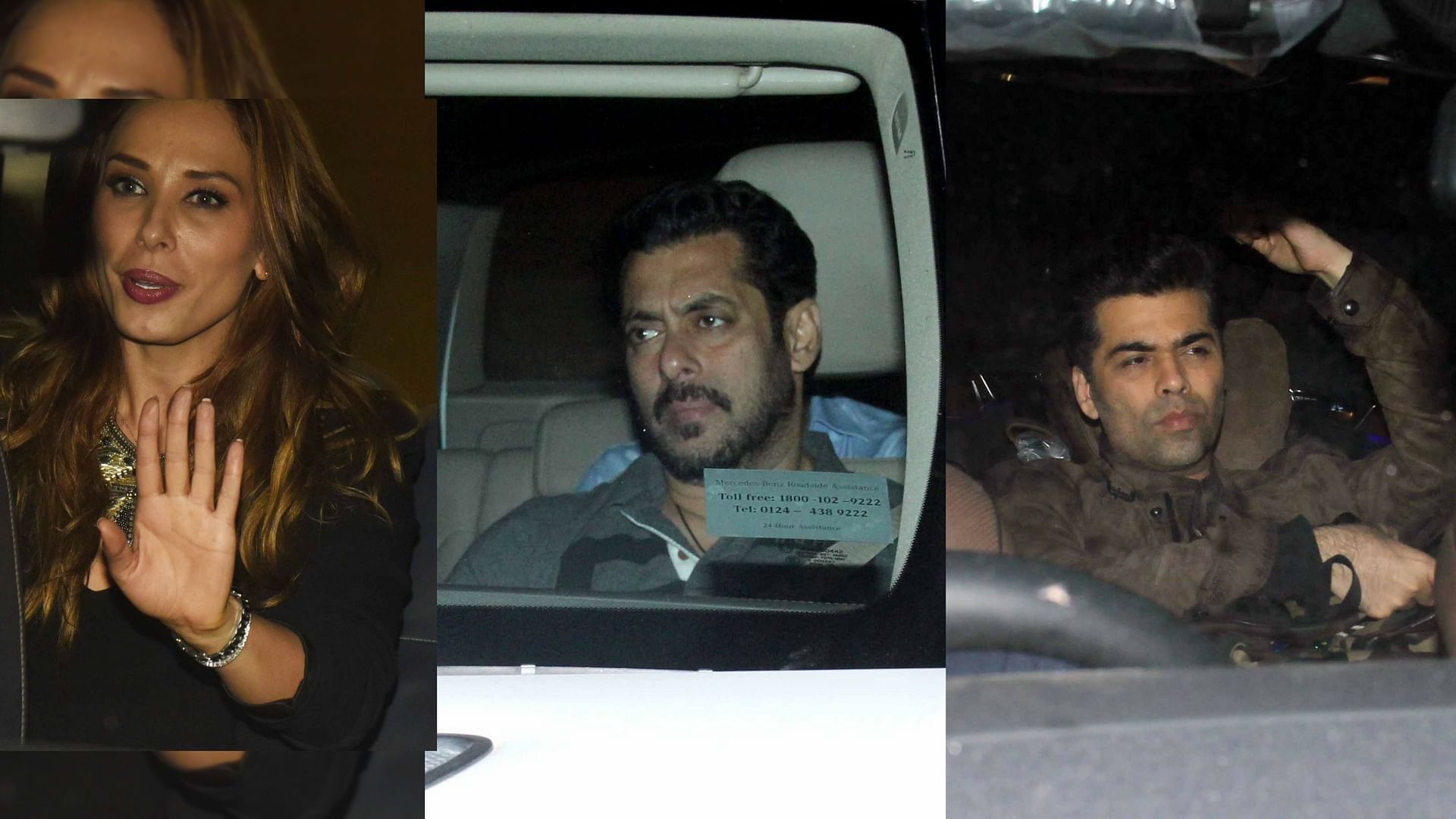 Iulia Vantur, Salman Khan and Karan Johar were spotted driving in for Seema Khan’s birthday bash. (Photos: Yogen Shah)