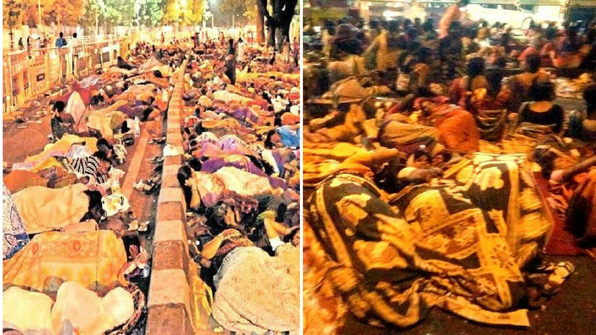 

The agitated women pulled out blankets from their bags and lay down to sleep on one of the busiest stretches in Bengaluru. (Photo Courtesy: The News Minute/Altered by The Quint) &nbsp; &nbsp;   