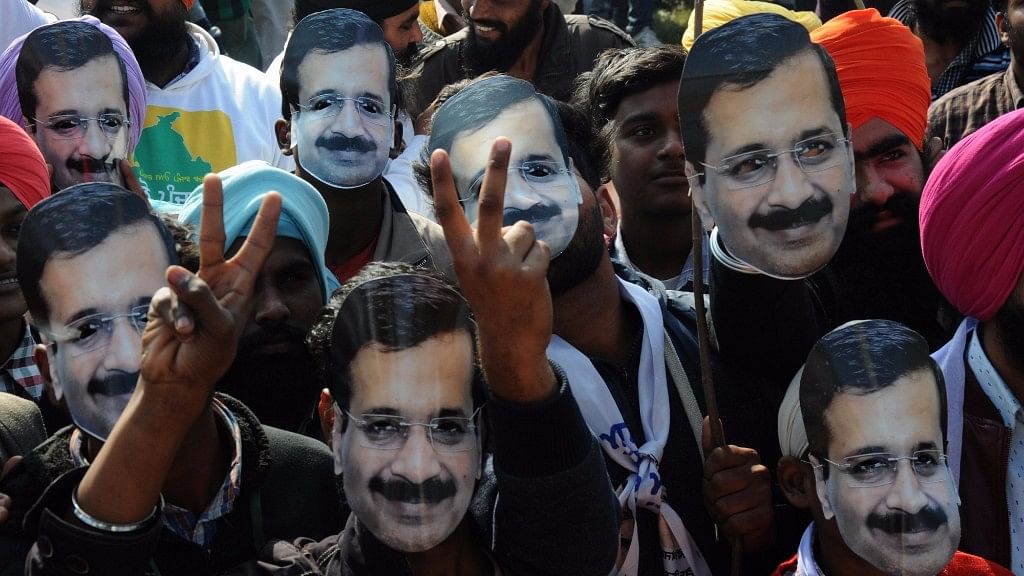Supporters of Delhi Chief Minister Arvind Kejriwal during a roadshow in Amritsar on 31 January 2017. (Photo: IANS)