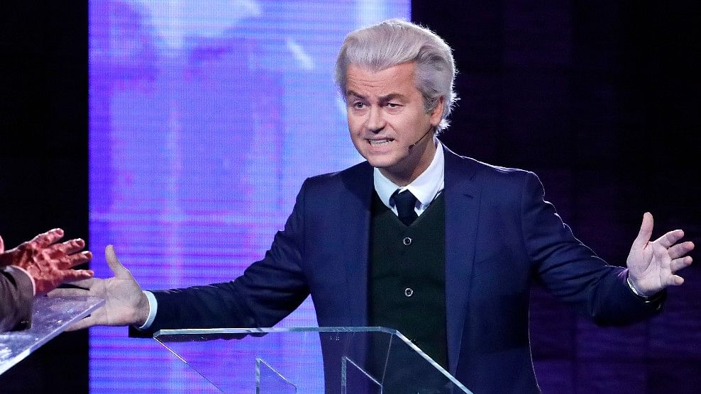 Right-wing leader Geert Wilders  during a national televised debate on March 13 2017. (Photo: AP)