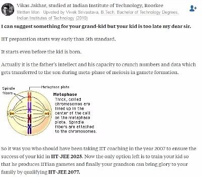 This Indian parent got trolled for asking how his or her son in 5th standard should prepare for IIT entrances.