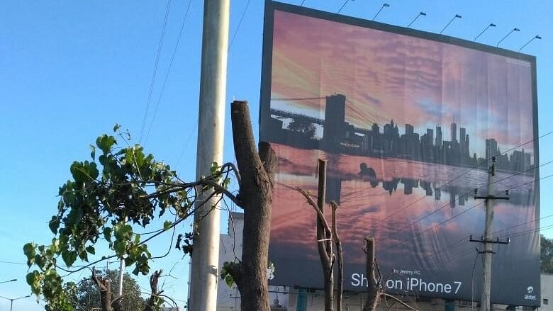 The hoarding in question on Bengaluru’s Outer Ring Road (Photo Courtesy: The News Minute)