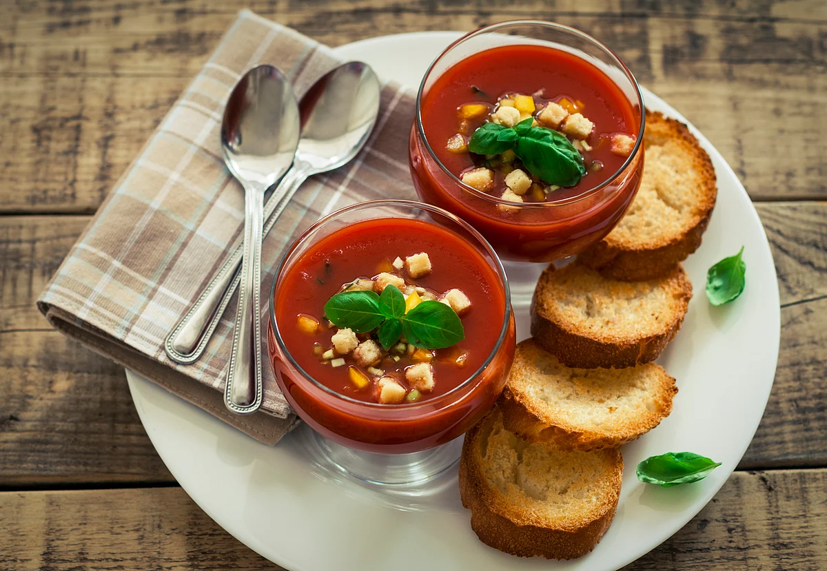 This Mediterranean cold soup is delicious and refreshing – a perfect summertime meal served with bread. (Photo: iStock)