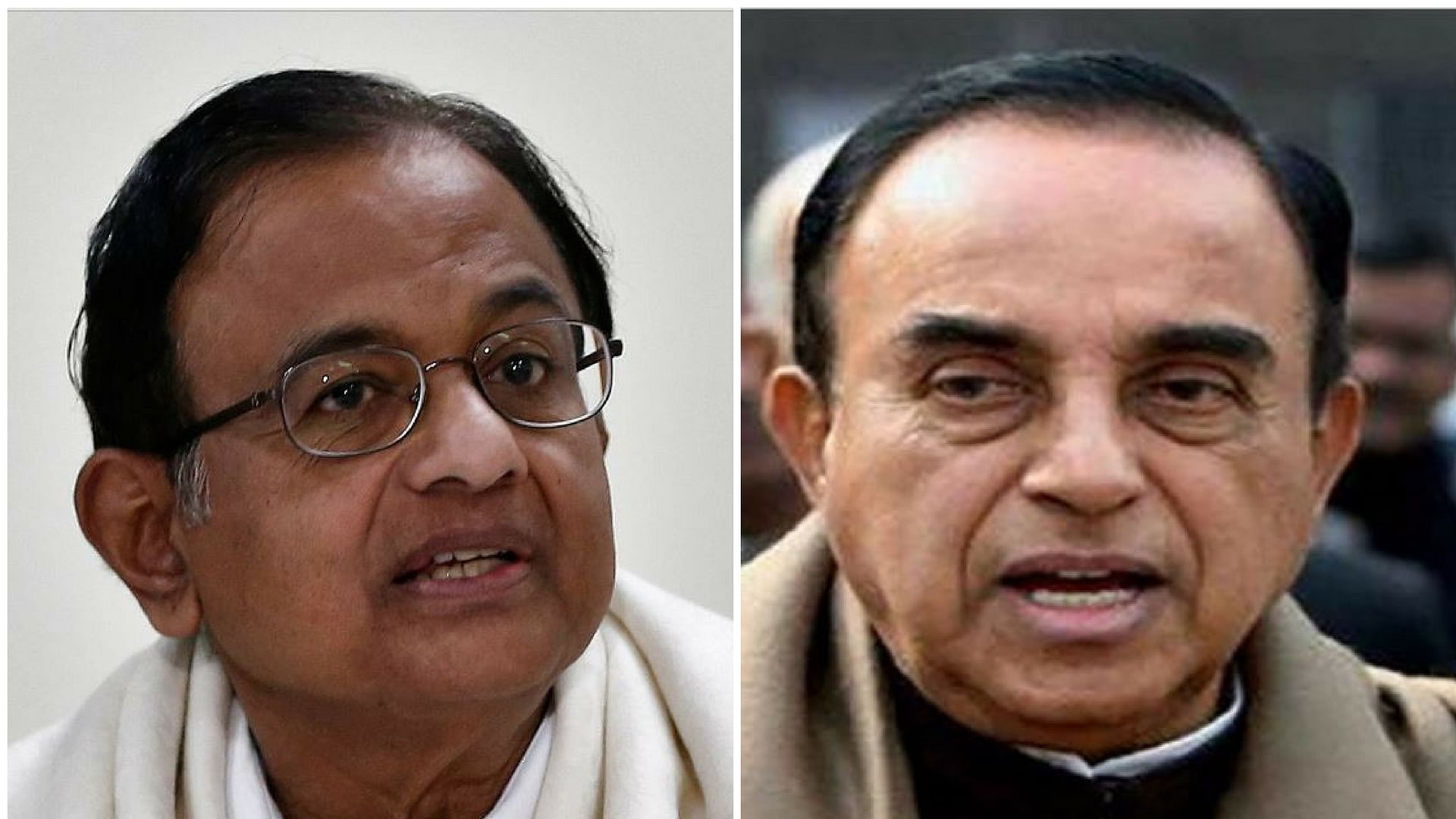 P Chidambaram (left) Subramaniam Swamy (right) (Photo: Reuters/PTI/<b>Altered by The Quint</b>)