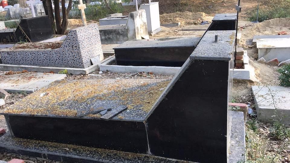 The Rajapur cemetery was found vandalised by Abhinav Joy Zaidi who went there to visit his grandmother’s grave. (Photo: Facebook/<a href="https://www.facebook.com/john.martin.1293">John Martin</a>)