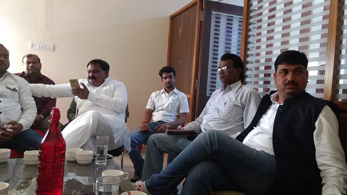 Sunil Singh, leader of the breakaway Hindu Yuva Vahini established by Gorakhnath mutt seer Yogi Adityanath, is also a BJP MP. (Photo: Chandan Nandy/<b>The Quint</b>)