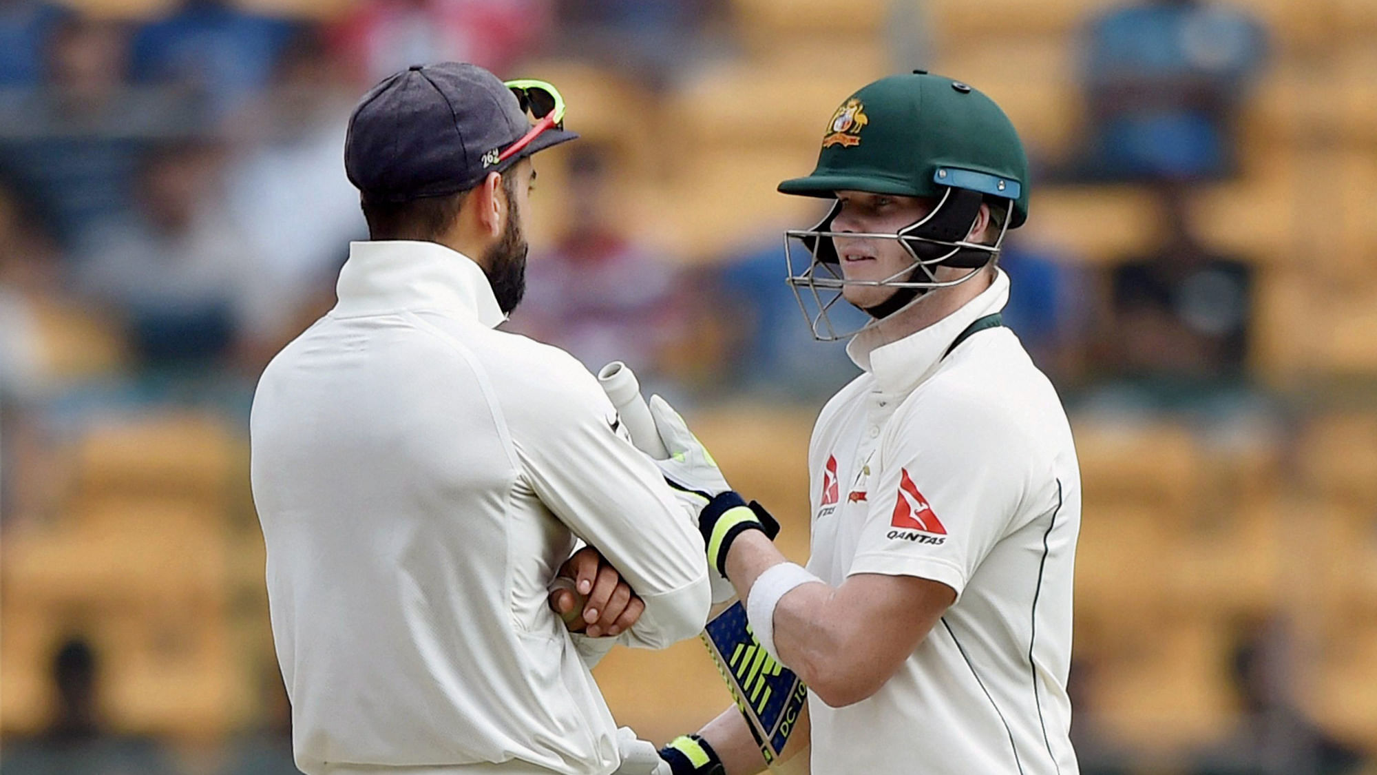 Steve Smith and Virat Kohli were involved in a fiery conversation after Kohli caught Smith seek the dressing room’s help for a LBW call.