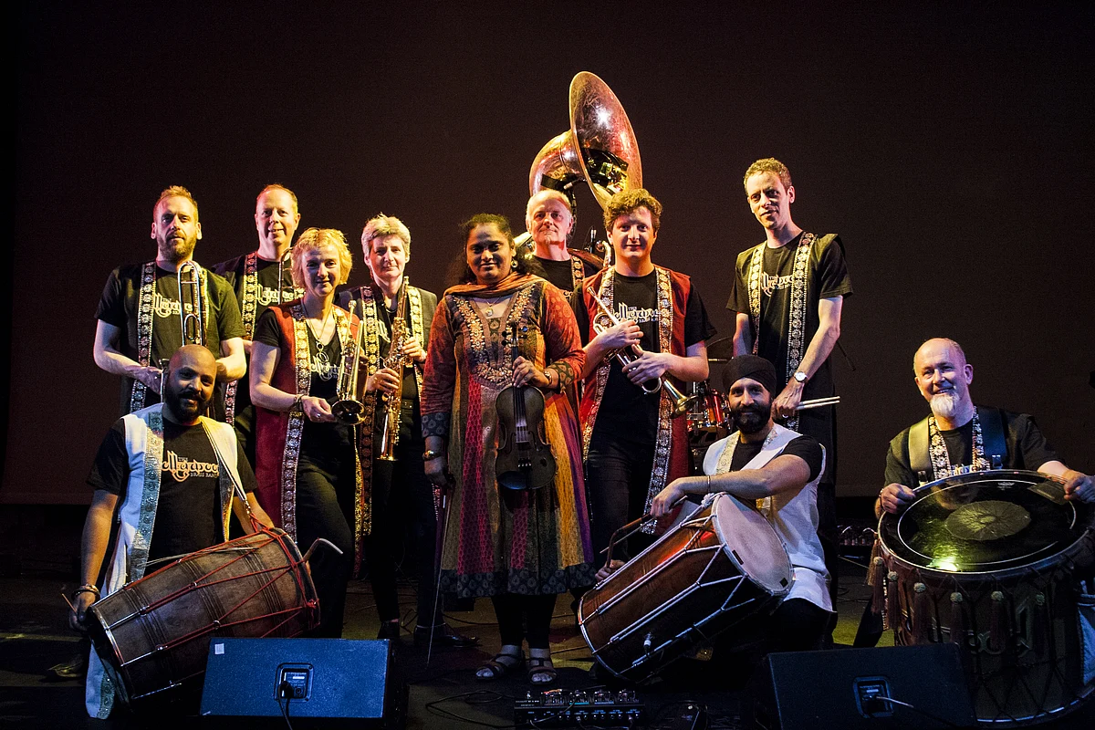 “Finding enough time for us all to get together to rehearse was difficult, but we managed in the end,” says Charlton. (Photo Courtesy: Bollywood Brass Band)