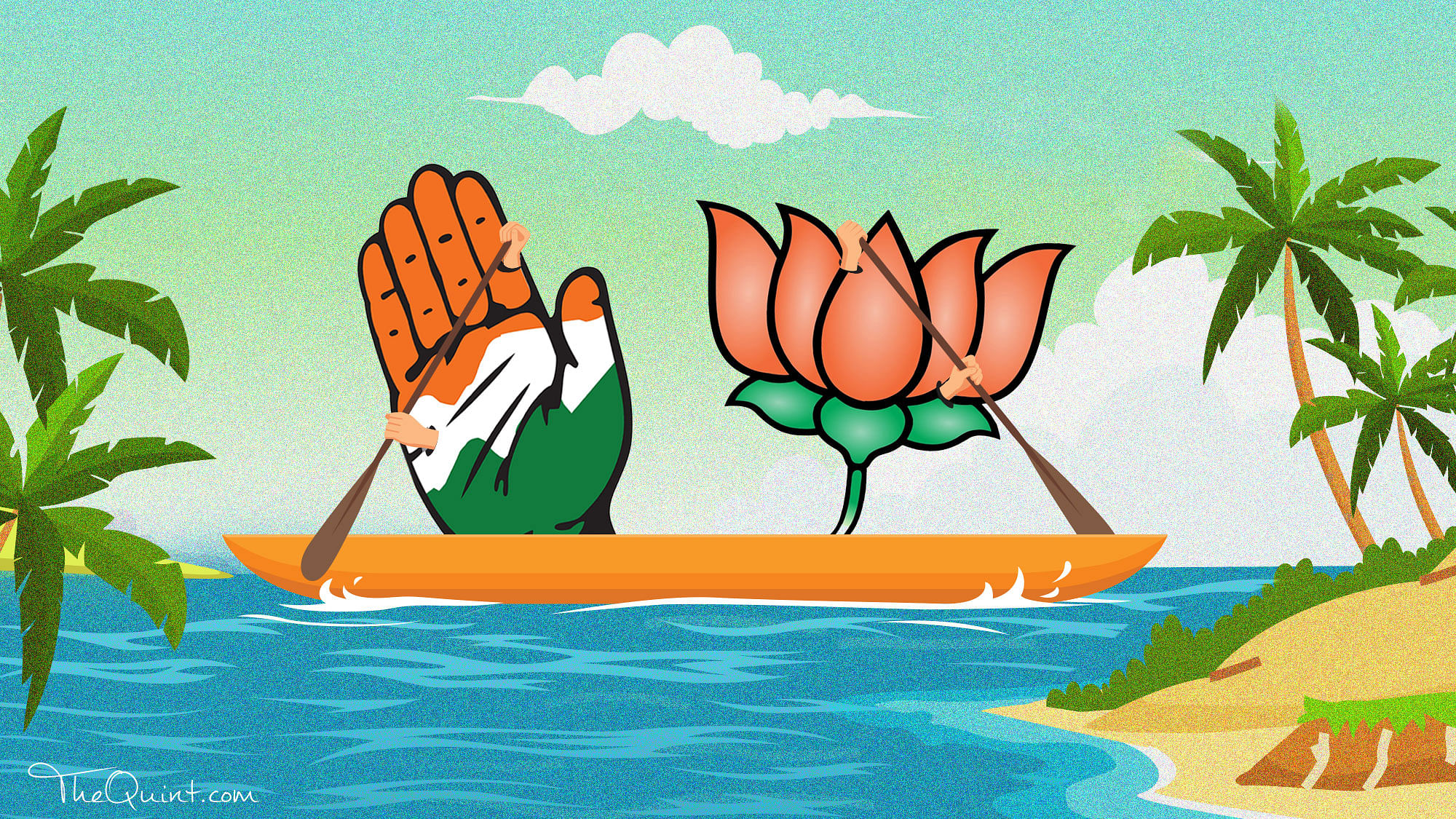 Although Goans have voted for a hung assembly with the Congress as the single largest party, the BJP is not out of the race. (Photo: <b>The Quint</b>)