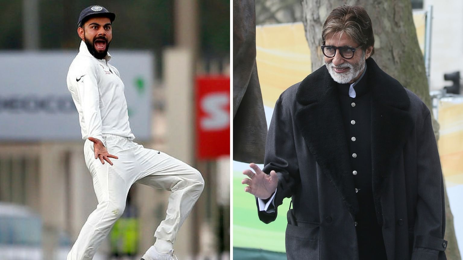 Virat Kohli (L) and Amitabh Bachchan (R). (Photo: AP/Reuters)