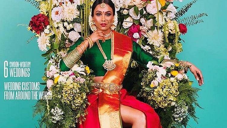A slit in the saree that reveals model Thanuska Subramaniam’s legs seems to have irked some. (Photo Courtesy: Facebook/<a href="https://www.facebook.com/jodibridal/photos/a.113278188802073.15578.108871362576089/1014151782048038/?type=1&amp;theater">Jodi Bridal Show</a>)