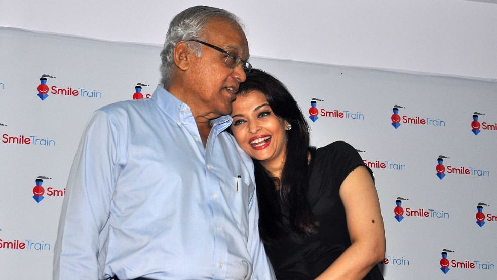 Aishwarya Rai Bachchan with her late father Krishnaraj Rai. (Photo courtesy: Yogen Shah)