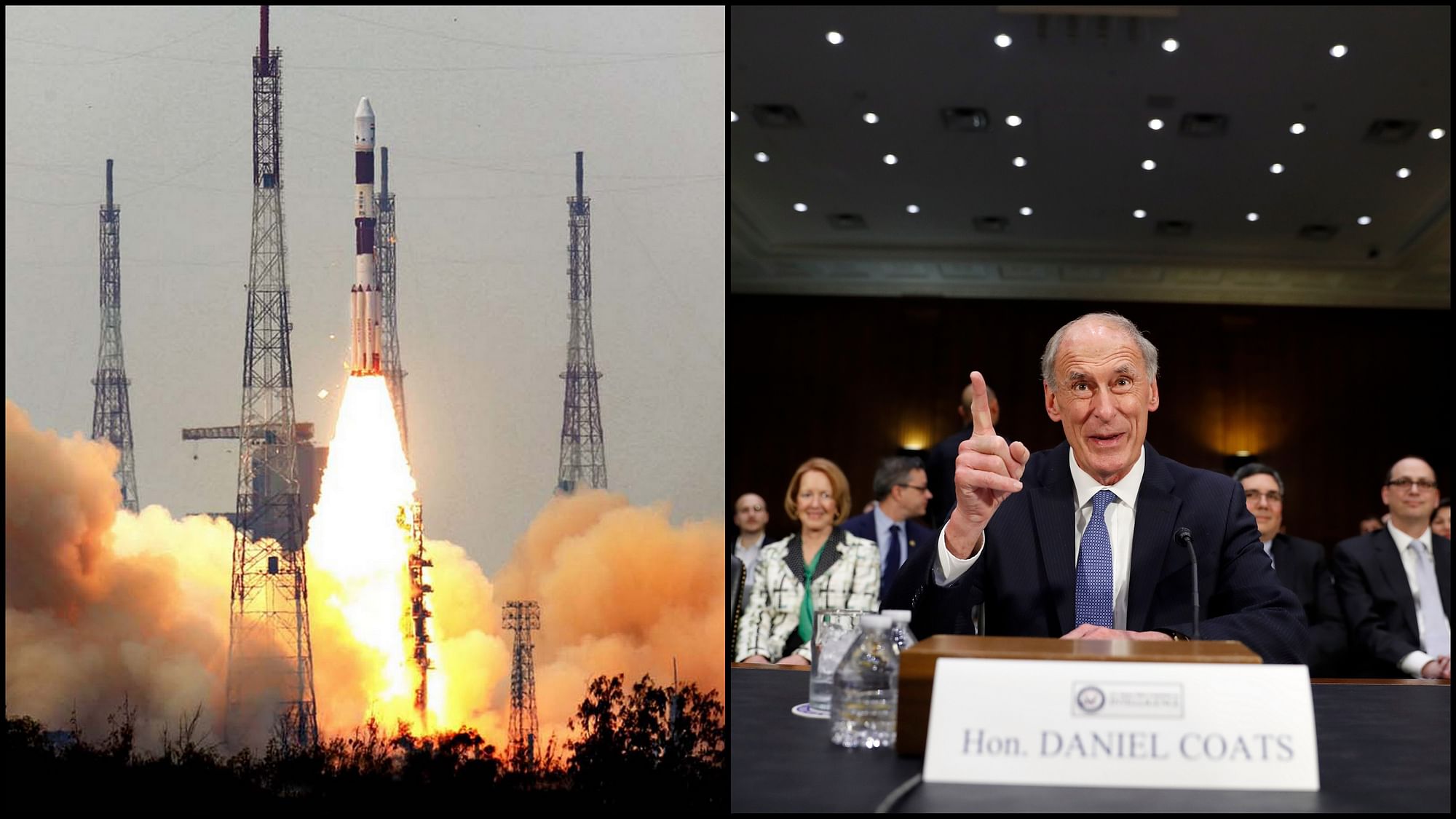 ISRO’s PSLV launch (L), Director of National Intelligence-designate Dan Coats. (Photo: ISRO, AP)