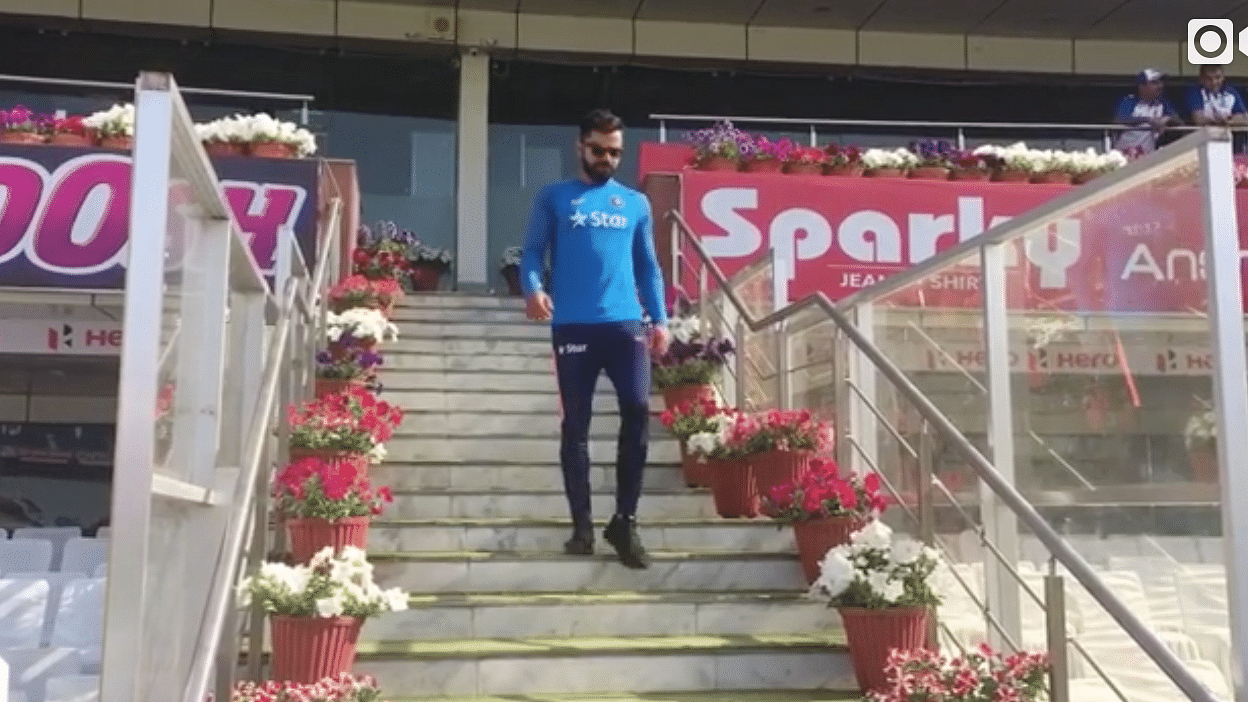 Screen shot of Virat Kohli at the KSCA stadium in Ranchi. (Photo: Instagram)