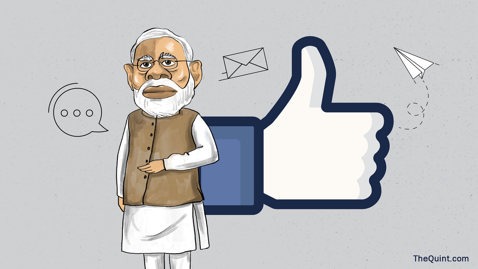 Not surprisingly, PM Modi is the most popular Indian political leader on Facebook, with 40 million likes on his page. (Photo: <b>The Quint</b>)