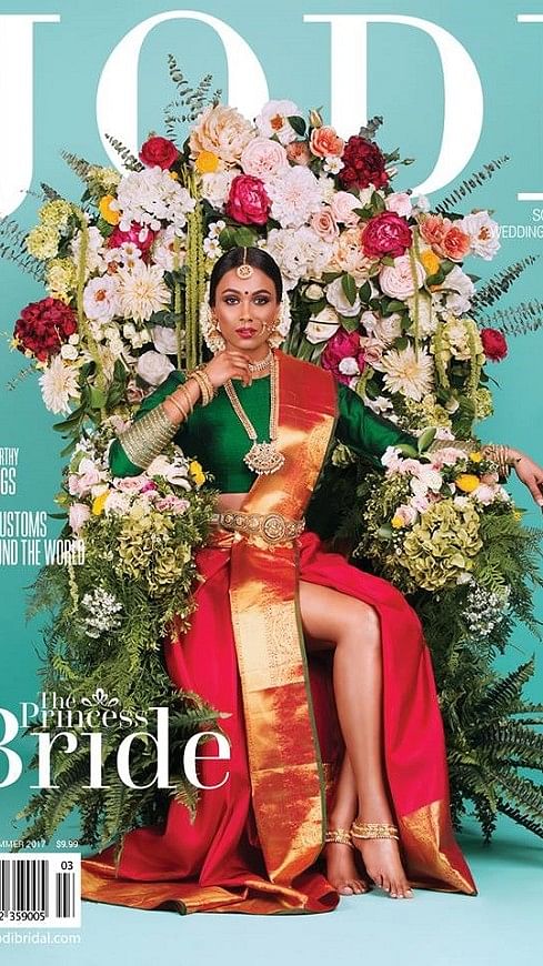 Tamil Canadians divided on Jodi magazine cover of a Tamil bride in a saree with a slit revealing her legs.  