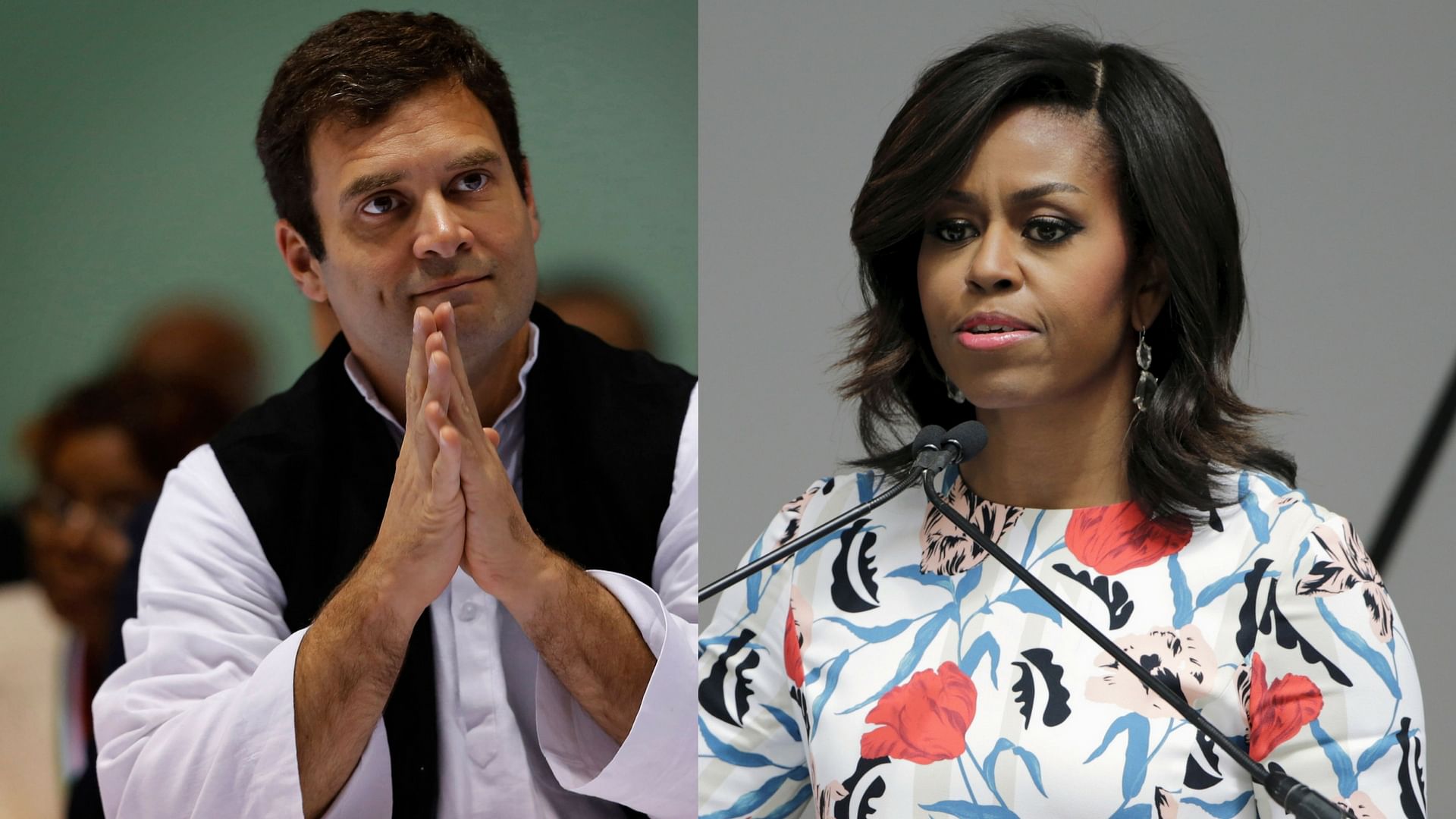 Rahul Gandhi (L) Michelle Obama(R) (Photo Courtesy: <b>The Quint</b>)